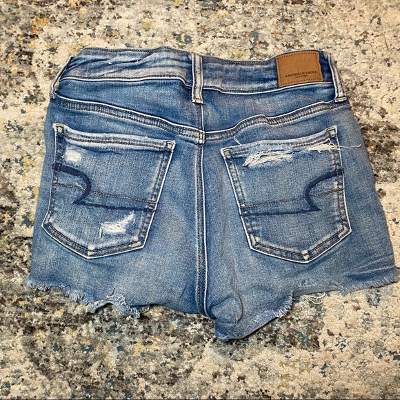 American Eagle Ne(x)t Level High-Waisted Denim Short Short with White Lace - Picture 4 of 7